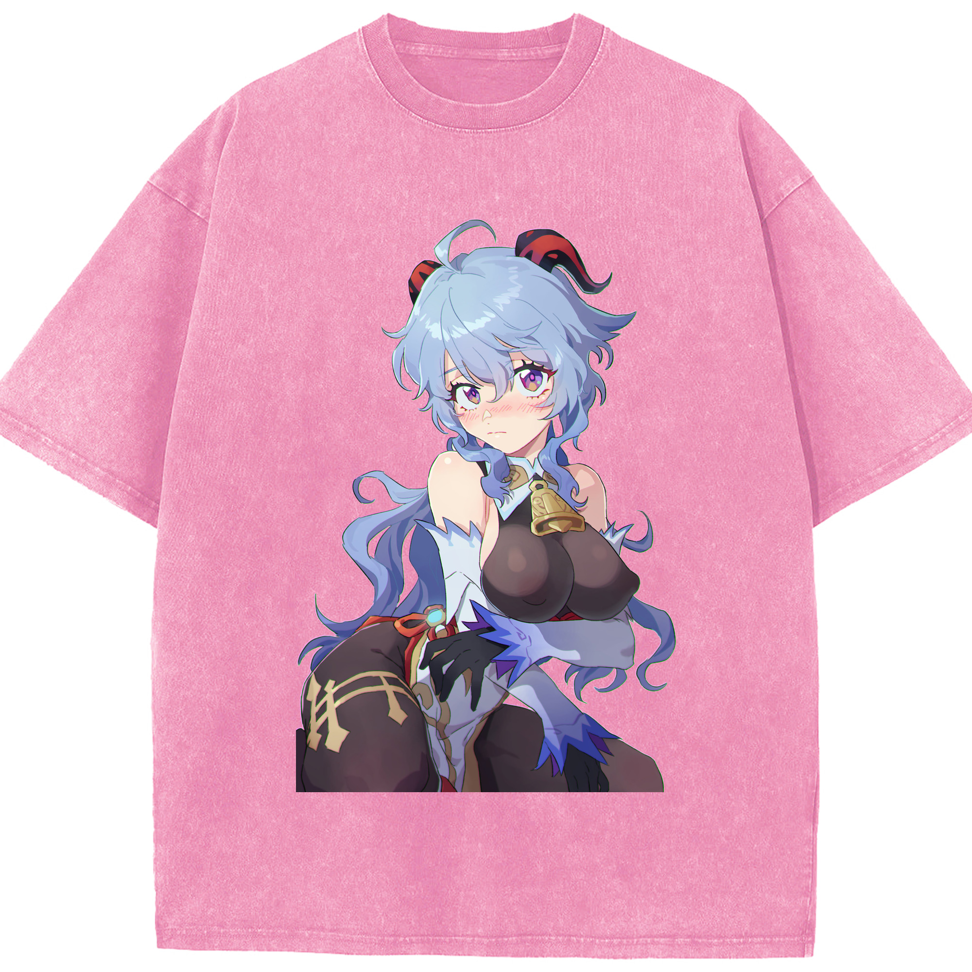 げんし神 甘雨 かんう genshin Ganyu 綿100% ヴィンテージ風 半袖Tシャツ（フロントプリント）